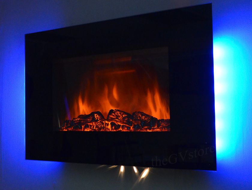 GV Tempered Glass Panel Electric Fireplace Heater 1500W Heater 