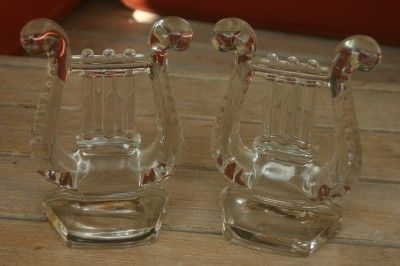 Fostoria Glass Harp Book Ends  