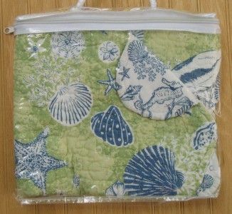 NEW Green Blue Seashells Fish LAGOON Twin Quilt/Sham  