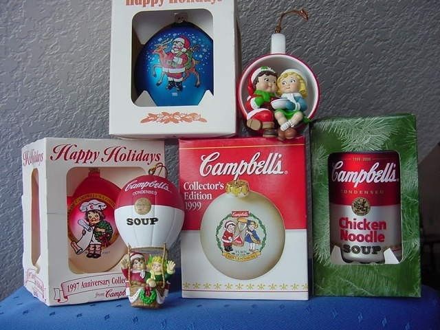 CAMPBELLS Kids SOUP CHRISTMAS ORNAMENTS blown glass Chicken Noodle 