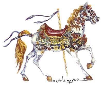 White Carousel Horses Horse 1 3/4 Waterslide Ceramic Decals  