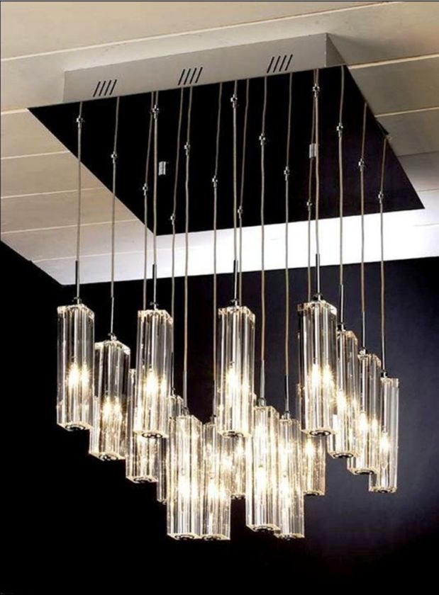 Modern Contemporary Square 16 Light Crystal Chandelier Lighting Lamp 