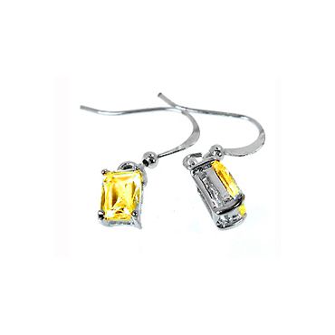   Jewelry CITRINE SAPPHIRE WHITE GOLD GP DANGLE DROP EARRINGS NIB  