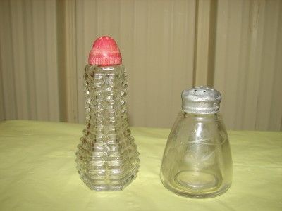 Vintage Lot Of Clear Glass Salt Pepper Shaker Hobnail Boopie 