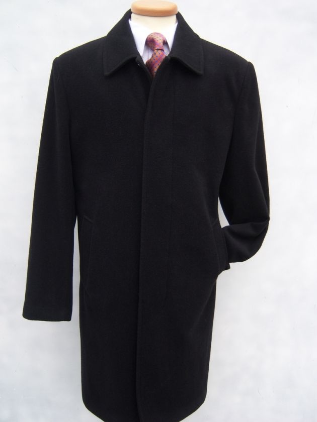 MENS BLACK WOOL WARM OVERCOAT COAT COATS 48 50 52 54 56  