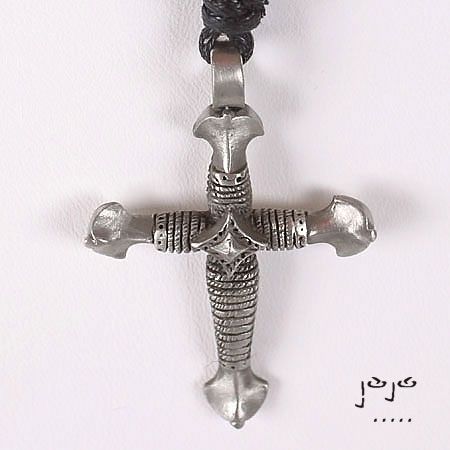 Mens Cross Leather Surfer Necklace surf Pewter Wrapped  