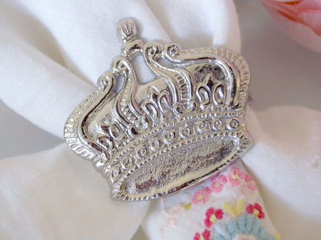 Shabby Cottage Chic French Crown Napkin Rings Set of 4  