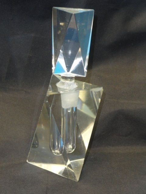   LARGE BOHEMIAN CUT CRYSTAL PERFUME BOTTLE *RARE DESIGN ~ 7.75  