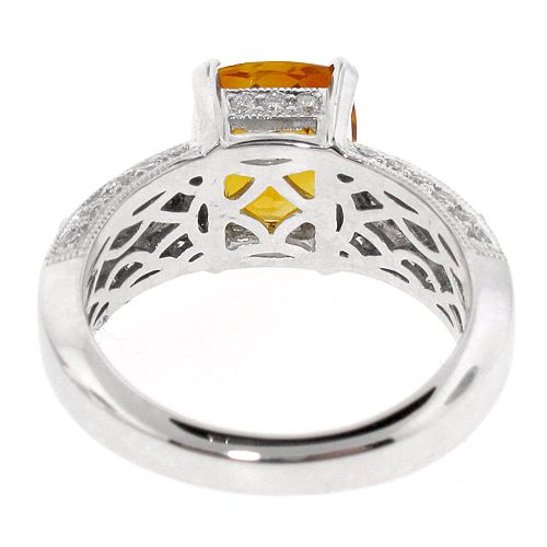 14K Orange Citrine Gem & 0.60ct Diamond Gemstone Ring  