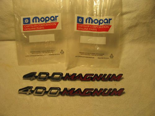 NOS Mopar 1972 74 Dodge Charger 400 Magnum Hood Emblems  