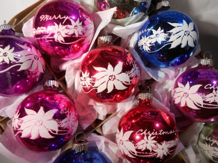   Shiny Brite Christmas Ornaments Poinsettia & Holly Stencils  