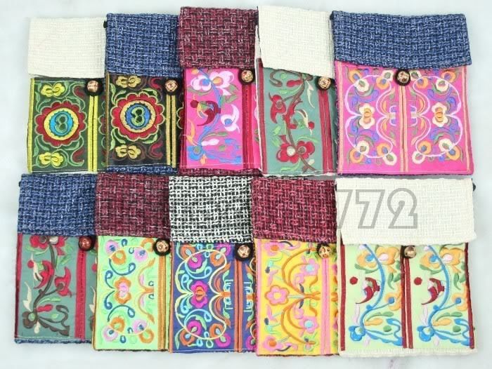 WHOLESALE 10pcs CHINESE HANDMADE SILK FLAP BAGS  