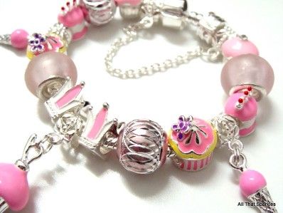 Party Birthday Cake Cupcake Ice Cream Charm Bracelet  