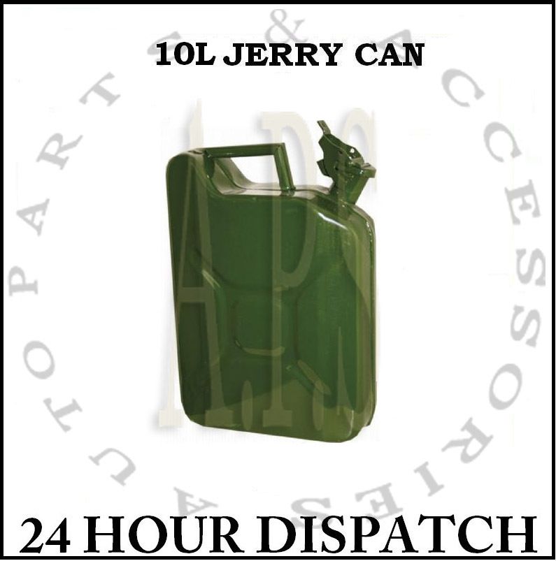 METAL FUEL JERRY CAN DIESEL PETROL OIL 10 LITRE GREEN  