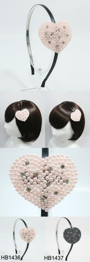 HEART HAIR BAND FAUX PEARL HEADBAND ACCESSORY GIRLS HAT  