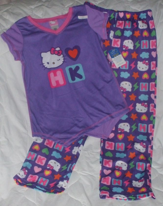 NEW Sz 6 6X Sanrio Hello Kitty Pajamas Shirt Pants Purple Girls  