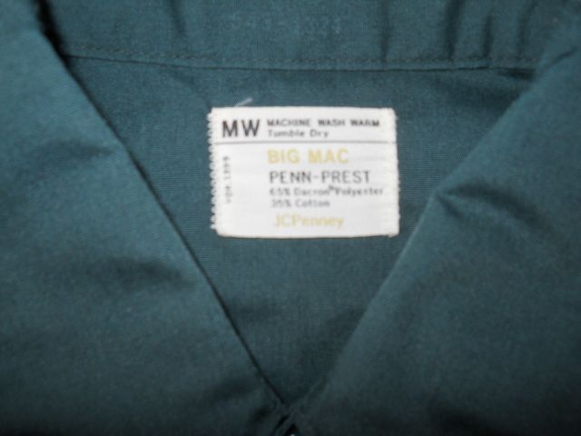 vtg 70S BIG MAC PENN PREST JC PENNEY GREEN WORK SHIRT M  