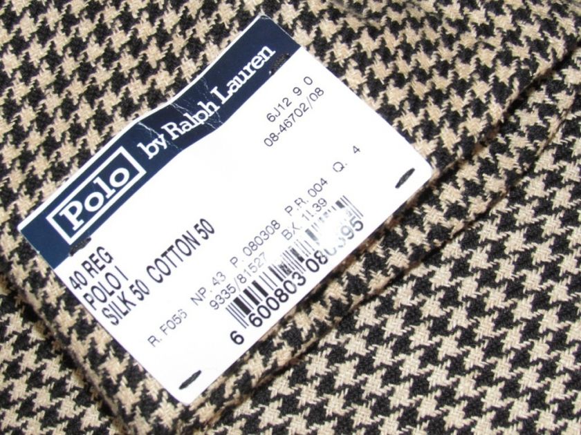 New Polo Ralph Lauren Mens 40R Silk Houndstooth  Sportcoat Jacket 