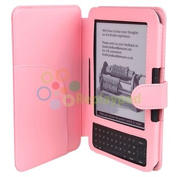 PINK EXECUTIVE LEATHER WALLET CASE FOR  KINDLE 3  