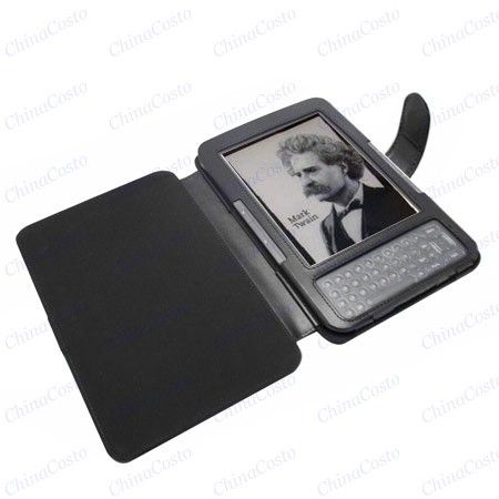  Kindle 3rd Black Leather Case eBook Jacket Cover  