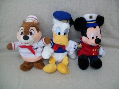 DISNEY CRUISE LINE MICKEY CAPTAIN DONALD & CHIP PLUSH  