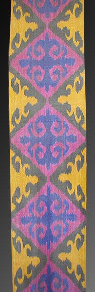 HAND MADE UZBEK Natural SILK IKAT ADRAS FABRIC # 5710  