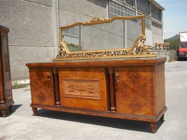 ORIGINAL MARBLE TOP ITALIAN VINTAGE WALNUT SERVER  