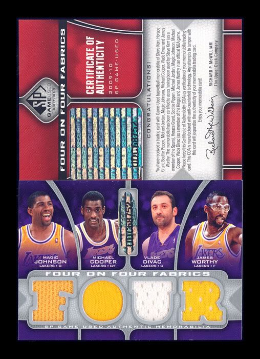 2009 10 SP BULLS/LAKERS 8 JERSEY #39/99 MICHAEL JORDAN/PIPPEN/MAGIC 