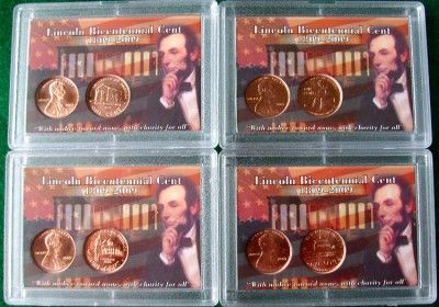2009 P/ D UNC LP1 4 LINCOLN 8 COIN SET IN CUSTOM CASES  