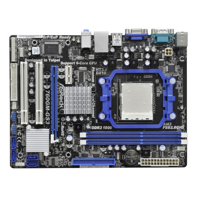 ASRock 760GM GS3 Socket AM3/ AMD 760G/ DDR3/ A&V&GbE/ MATX Motherboard