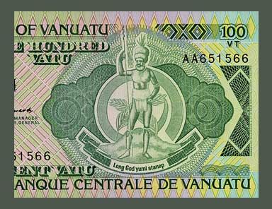 100 VATU Banknote VANUATU 1982   Tribal WARRIOR   UNC  