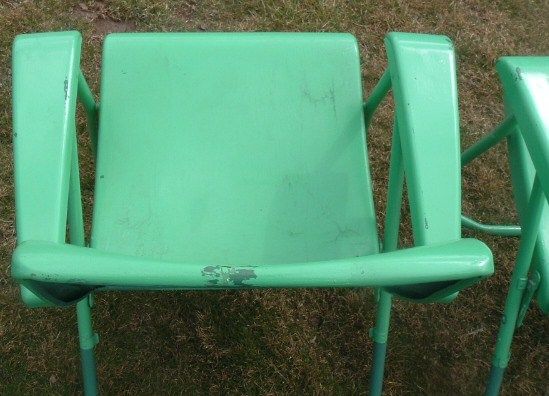 Vintage Pair Folding Chairs Metal Mid Century Lawn/Patio/Porch  