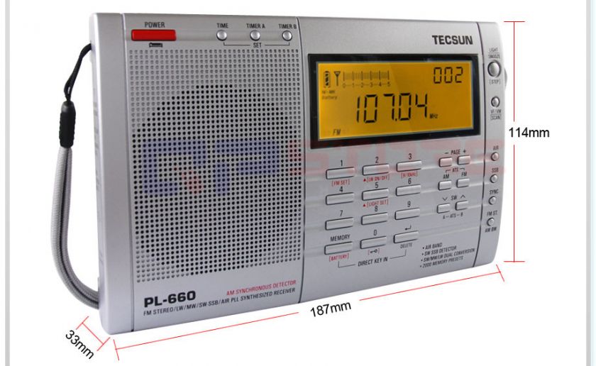 Portable TECSUN PL 660 PL660 DSP Radio FM MW SW LW SSB PLL synthesized 