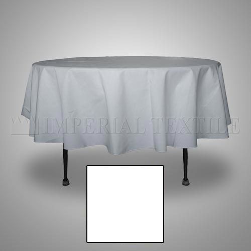 White polyester round banquet tablecloths  