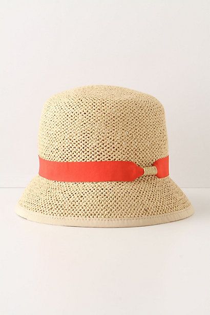 NIB Upright Cloche straw Hat ANTHROPOLOGIE One Size Imported Red 