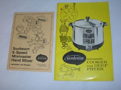 VTG SUNBEAM INSTRUCTON RECIPE MANUAL FRYER MIXER 50S  