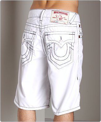 MENS TRUE RELIGION WHITE BOARD SURF SWIM SHORTS 34 authenitc  