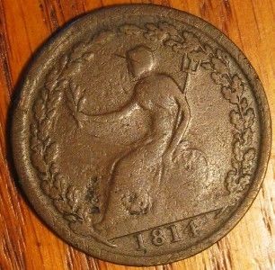 1814 DUKE OF WELLINGTON CANADIAN HALFPENNY TOKEN IN VG  