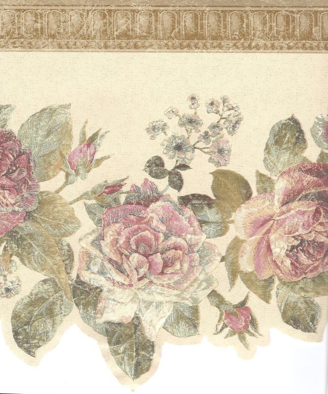 FORMAL ANTIQUE LASER CUT ROSES WALL BORDER EDG5002  