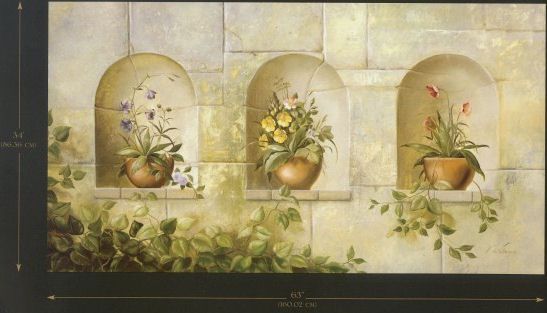 Stone Wall 3 Niche Floral Wallpaper Mural AO6907M  