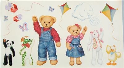 WALLIES CUTOUTS WALL STICKERS VINTAGE TEDDY BEARS TOYS  