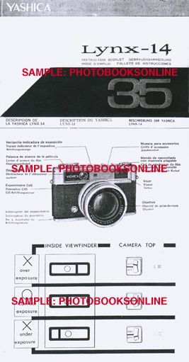 Yashica Lynx 14, F1.4 Lens Instruction Manual EFGS  